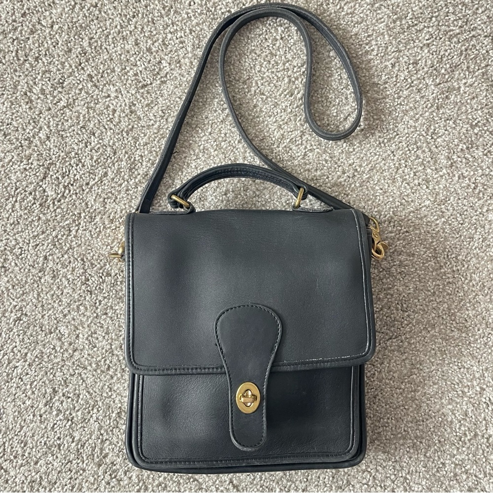 Vintage Leather Crossbody Purse - BLACK